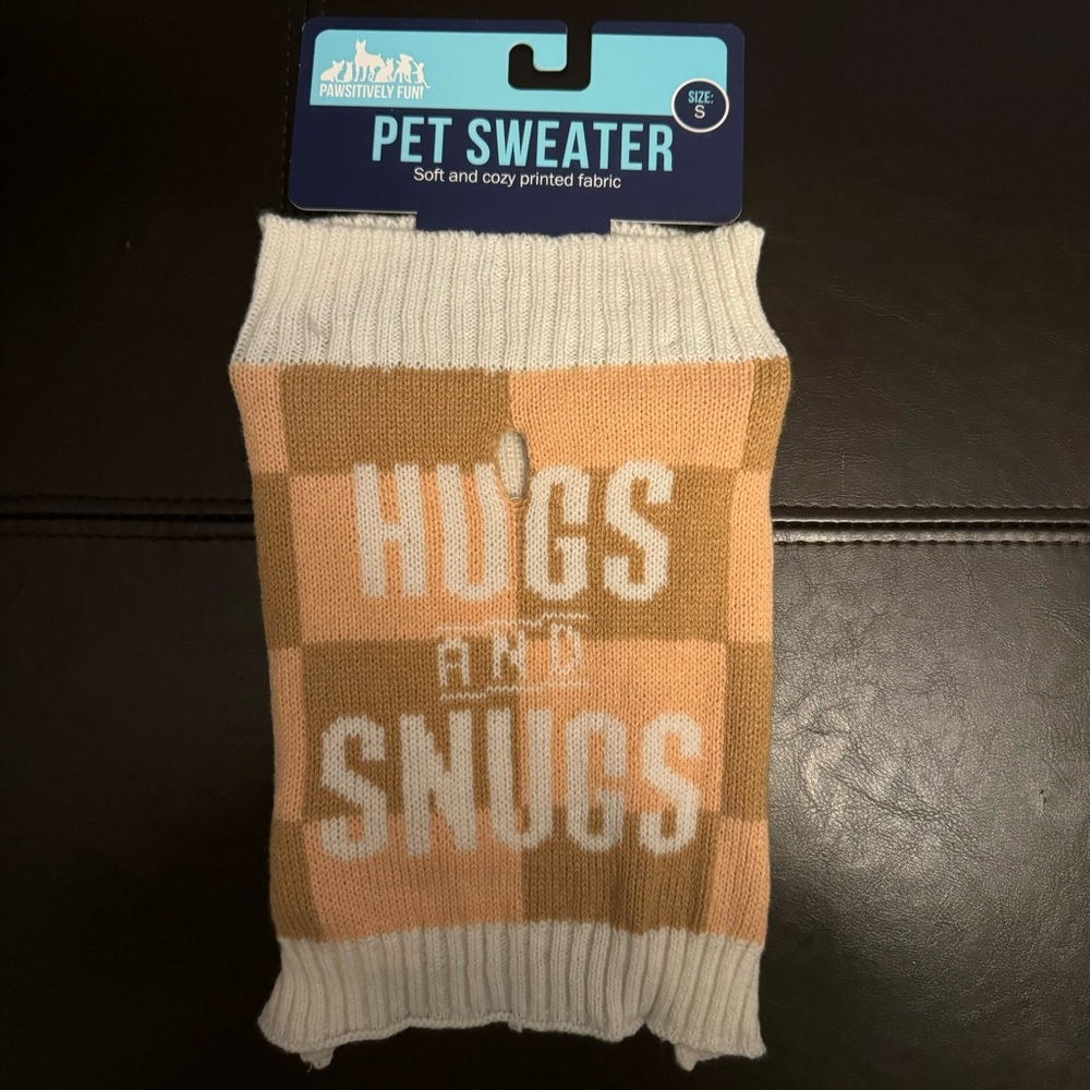 Tan and Orange Dog Sweater Hugs and Snugs Pawsitively Fun Size Small NWT